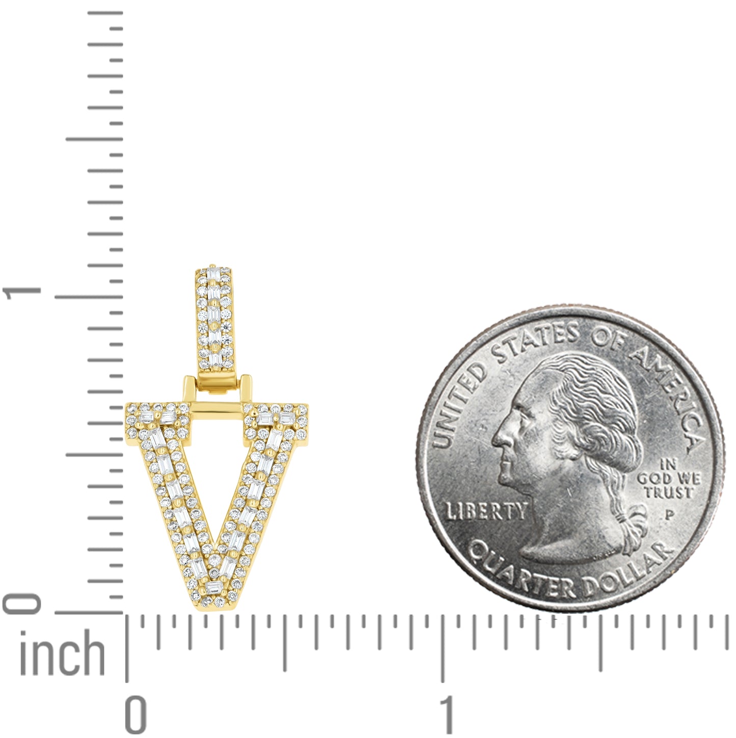 Sterling Silver Yellow-Tone Unisex Baguette Round Moissanite Initial Alphabet Charm Pendant