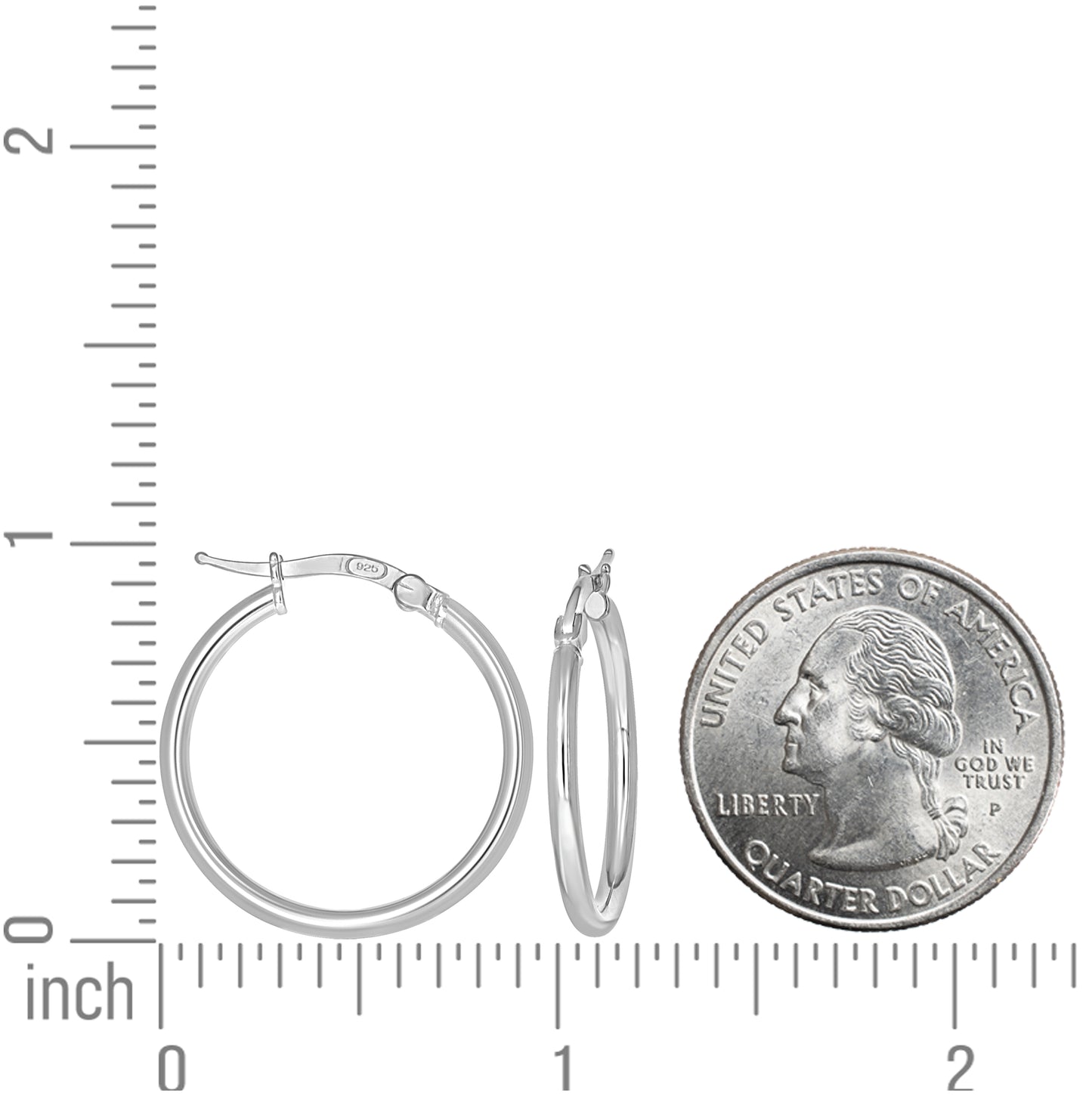 Sterling Silver Womens Round Tube Hoop Earrings