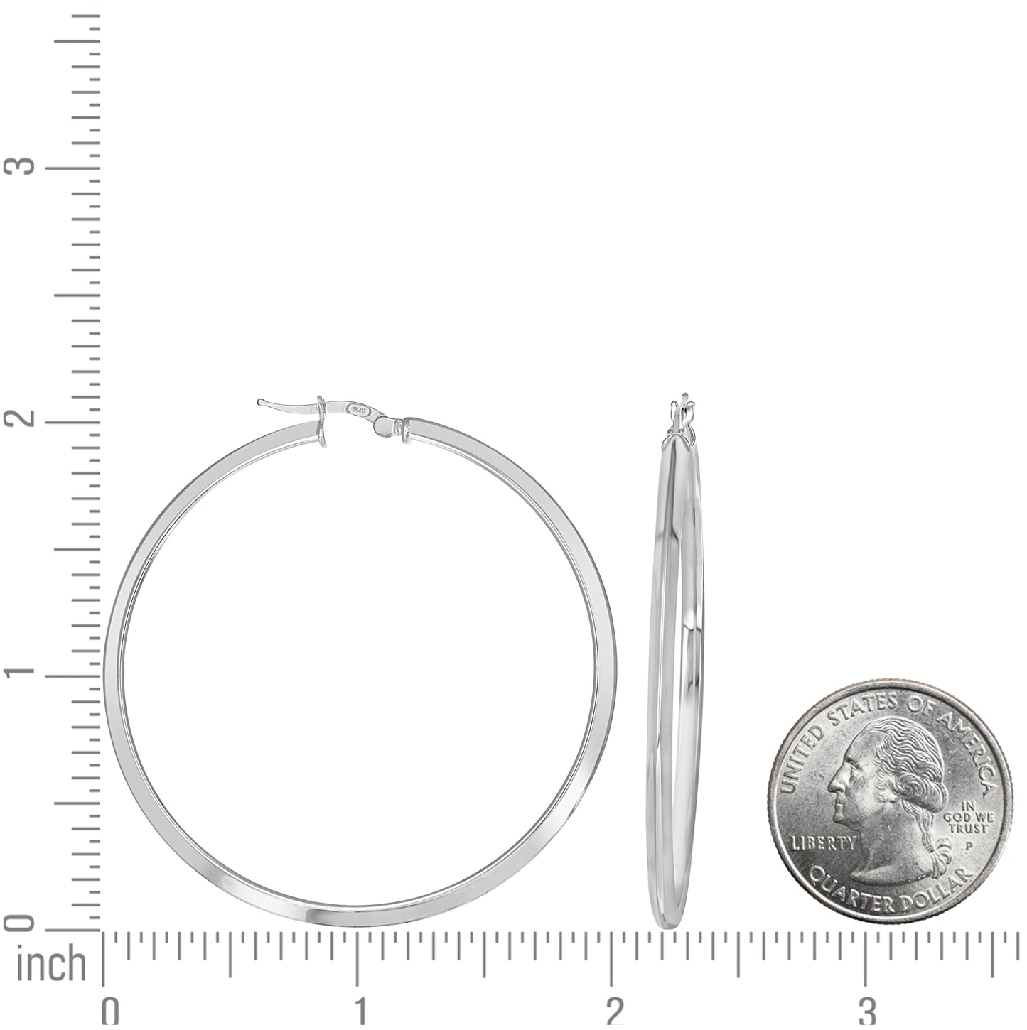 Sterling Silver Womens Knife Edge Hoop Earrings
