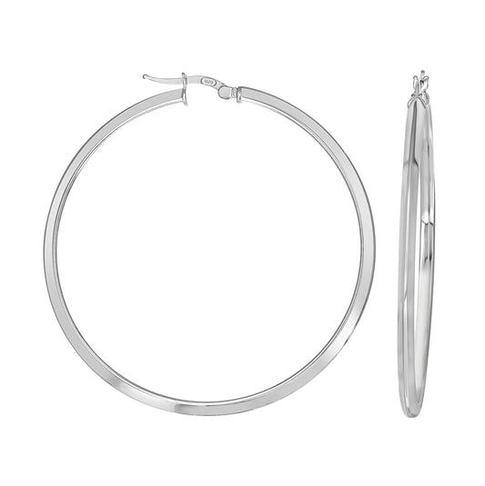 Sterling Silver Womens Knife Edge Hoop Earrings
