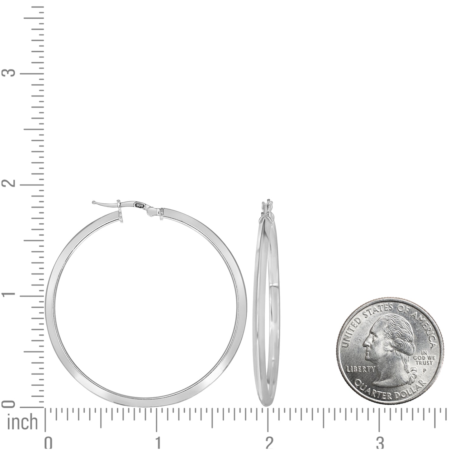 Sterling Silver Womens Knife Edge Hoop Earrings