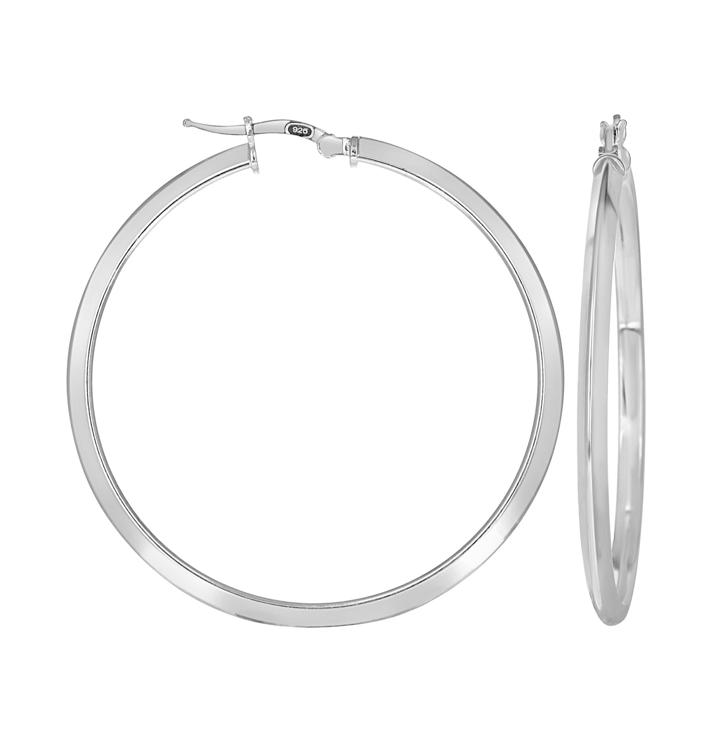 Sterling Silver Womens Knife Edge Hoop Earrings