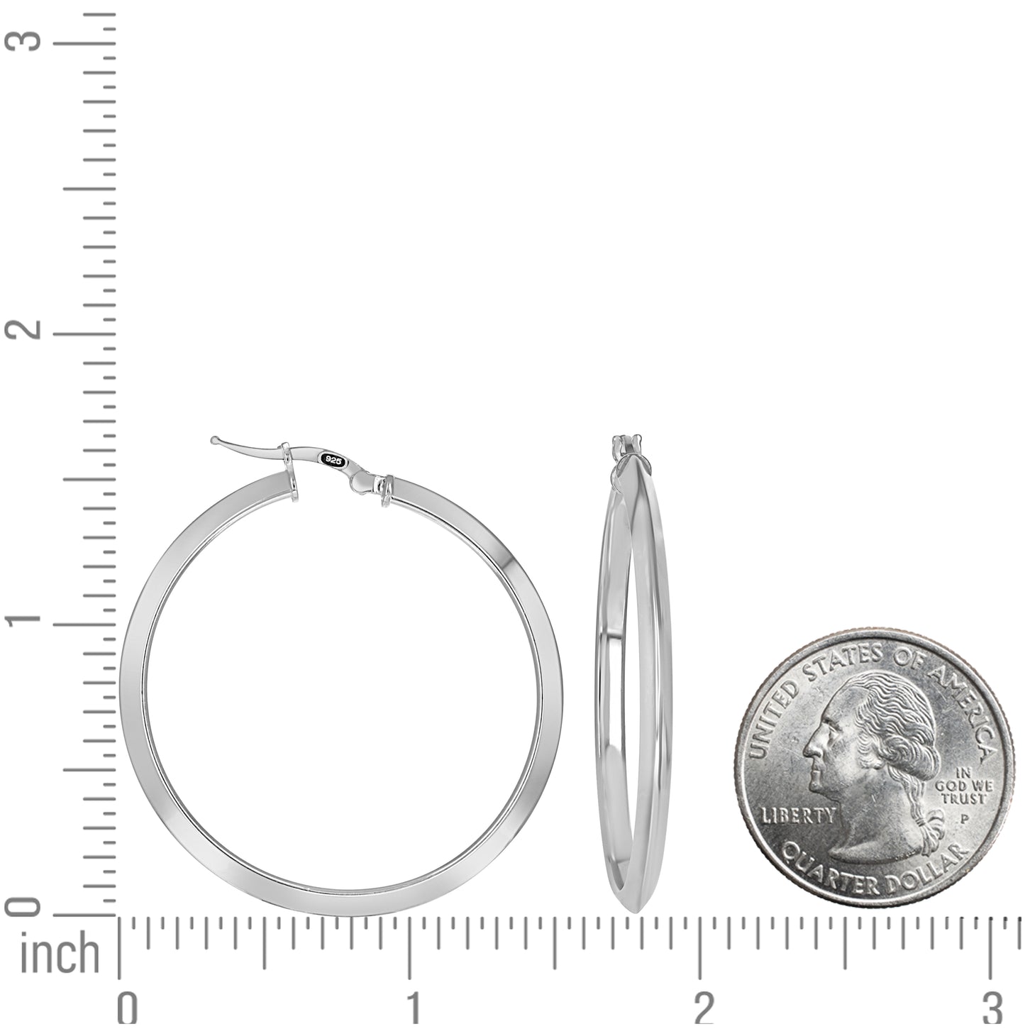 Sterling Silver Womens Knife Edge Hoop Earrings