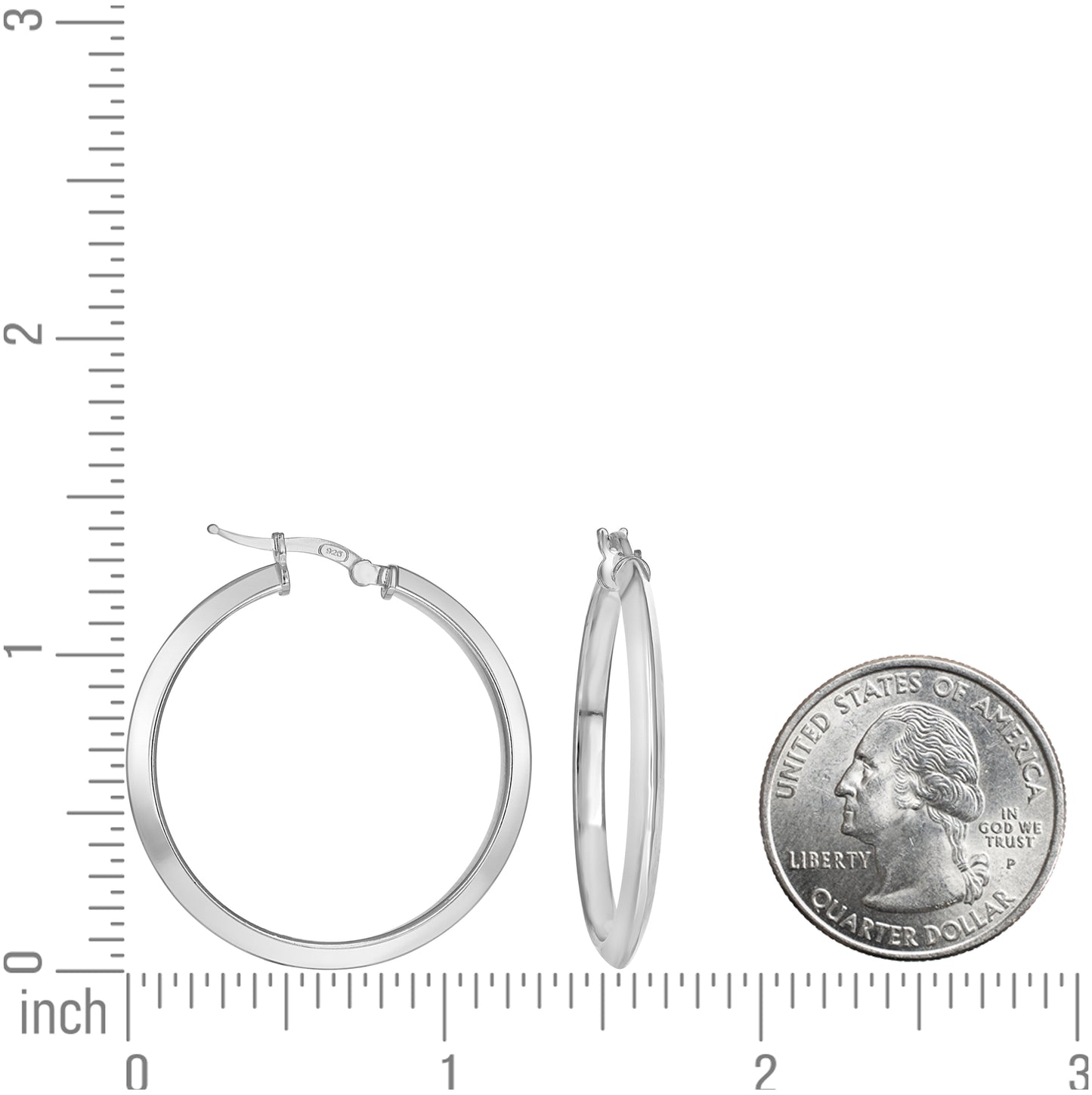 Sterling Silver Womens Knife Edge Hoop Earrings
