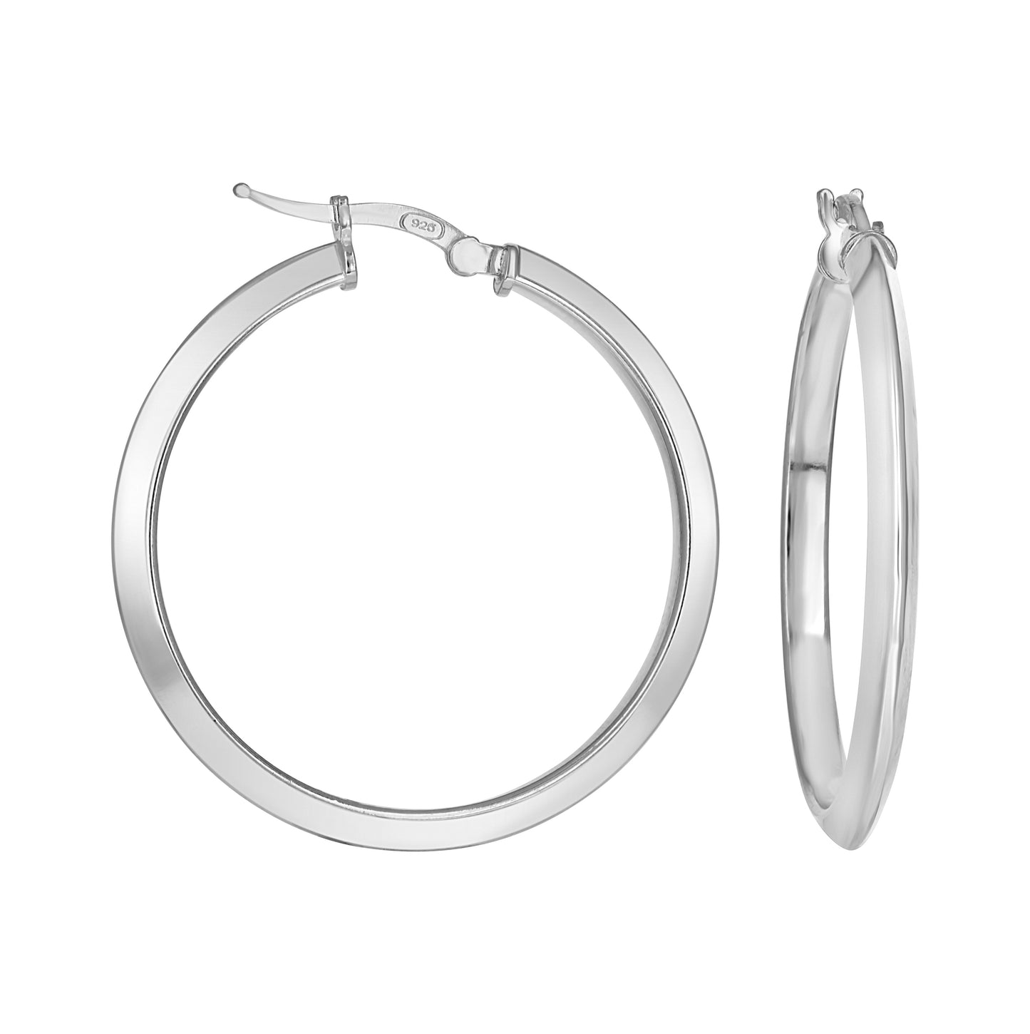 Sterling Silver Womens Knife Edge Hoop Earrings