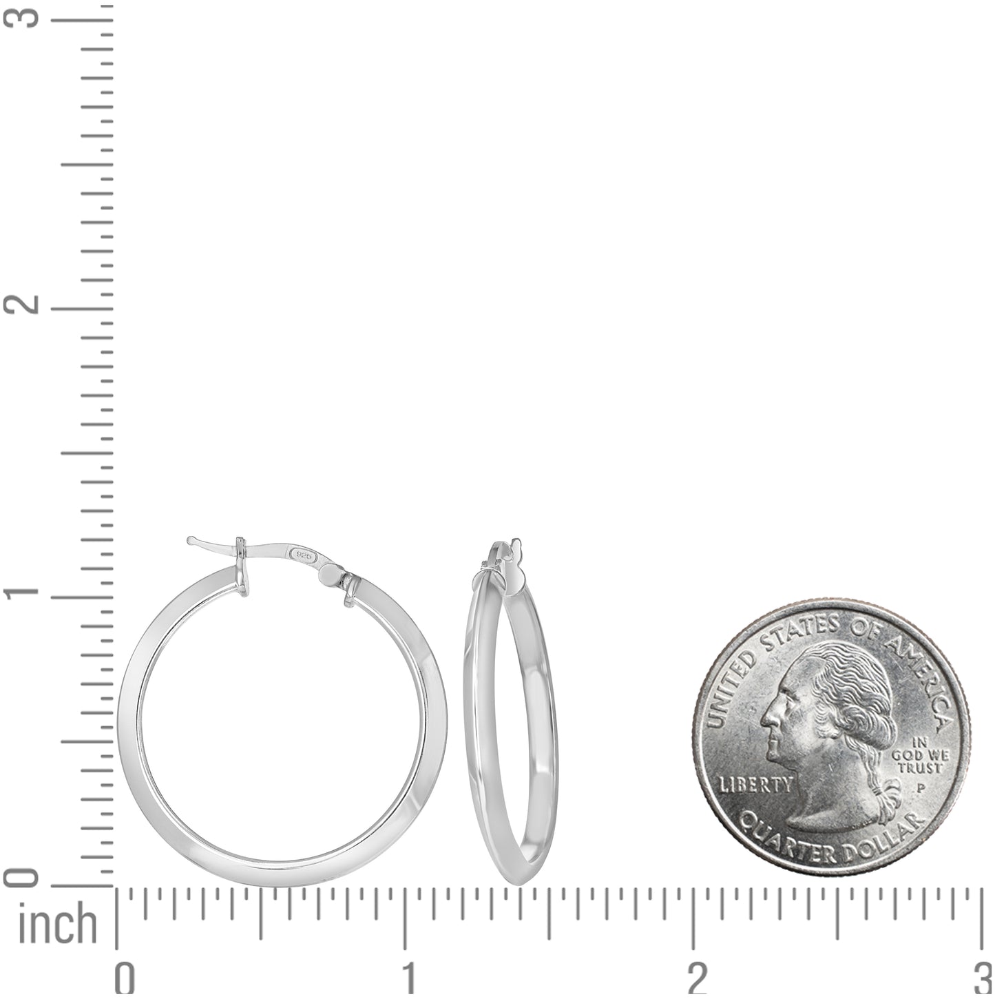 Sterling Silver Womens Knife Edge Hoop Earrings