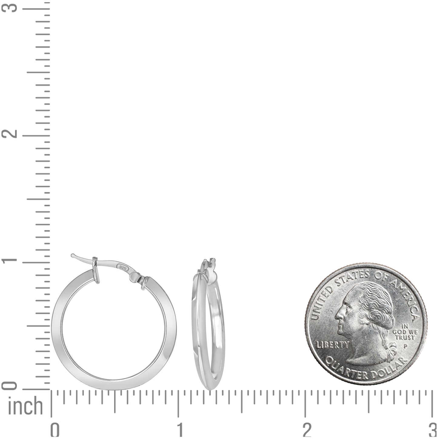 Sterling Silver Womens Knife Edge Hoop Earrings