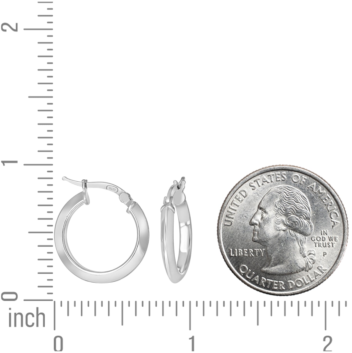 Sterling Silver Womens Knife Edge Hoop Earrings
