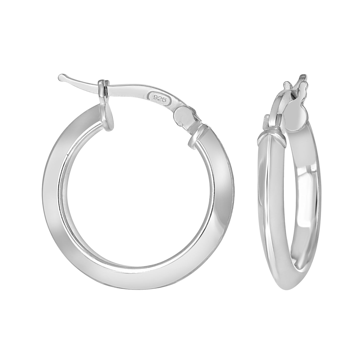 Sterling Silver Womens Knife Edge Hoop Earrings