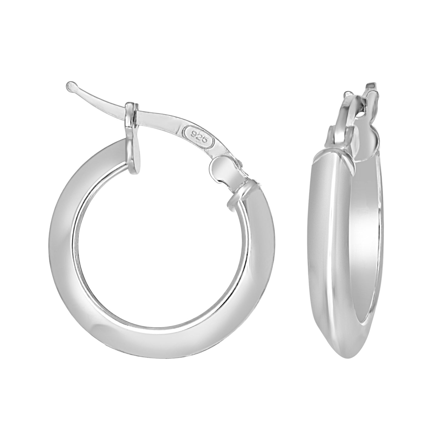 Sterling Silver Womens Knife Edge Hoop Earrings