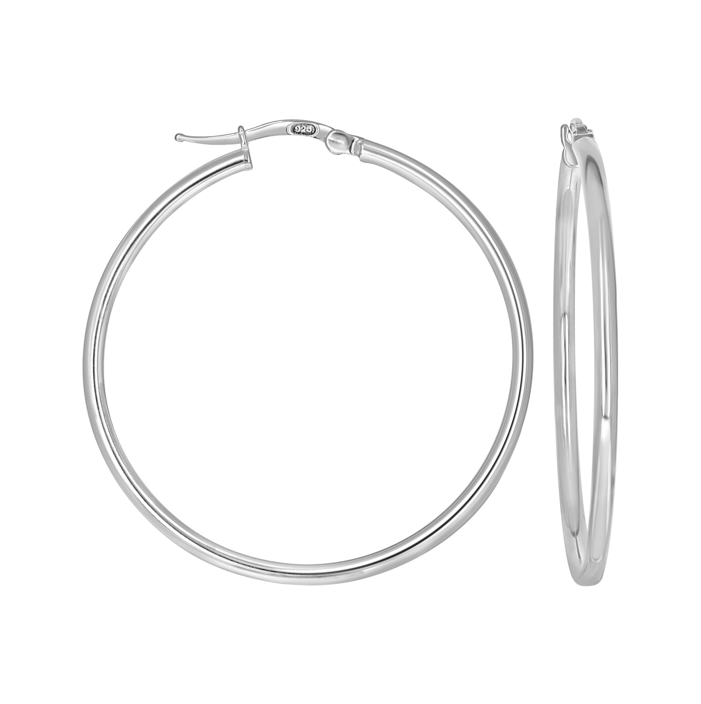 Sterling Silver Womens Round Tube Hoop Earrings