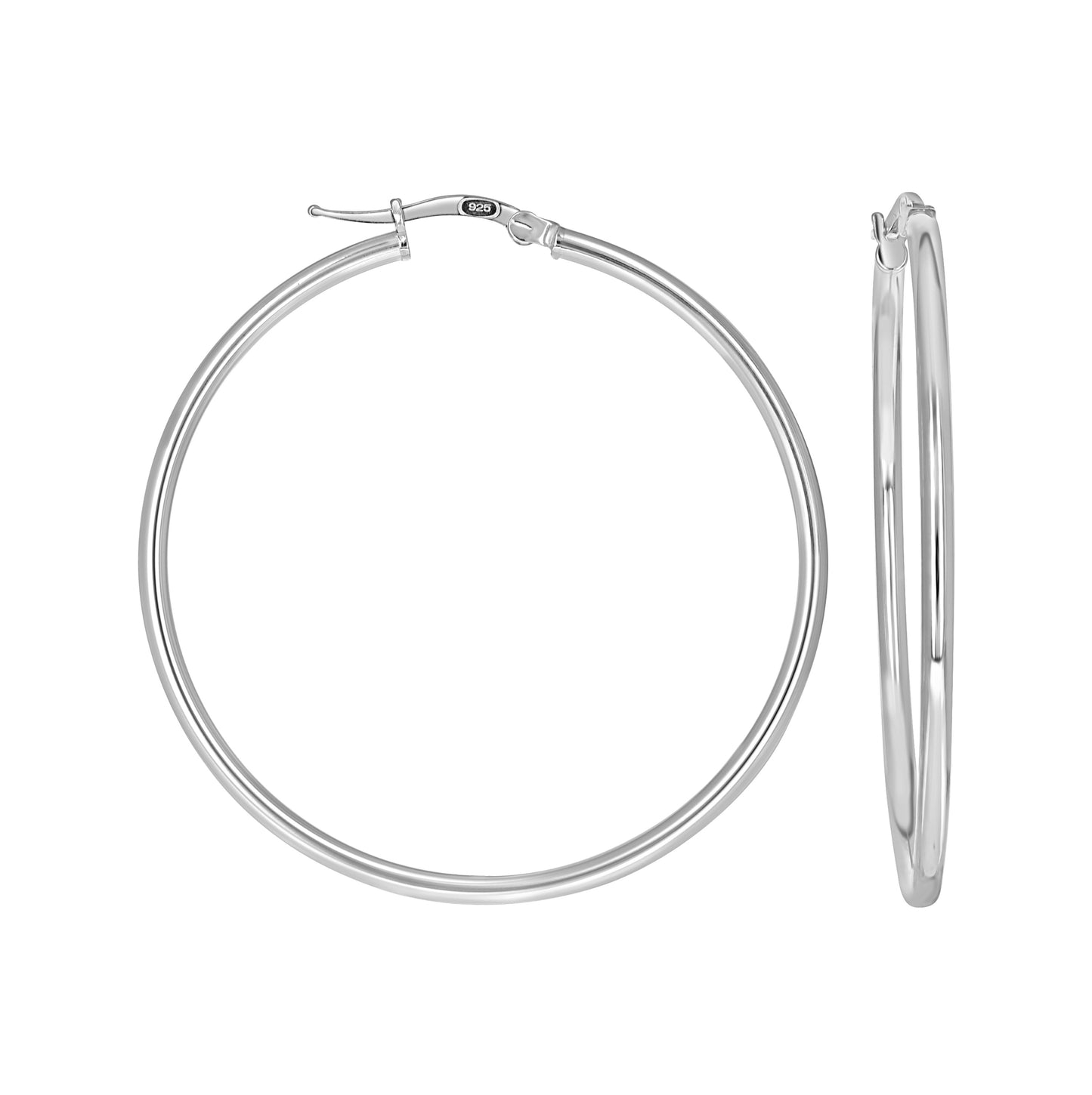 Sterling Silver Womens Round Tube Hoop Earrings