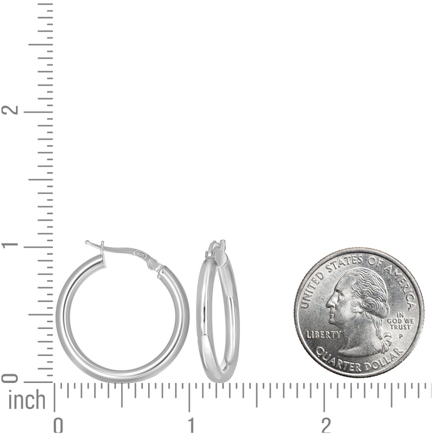 Sterling Silver Womens Round Tube Hoop Earrings