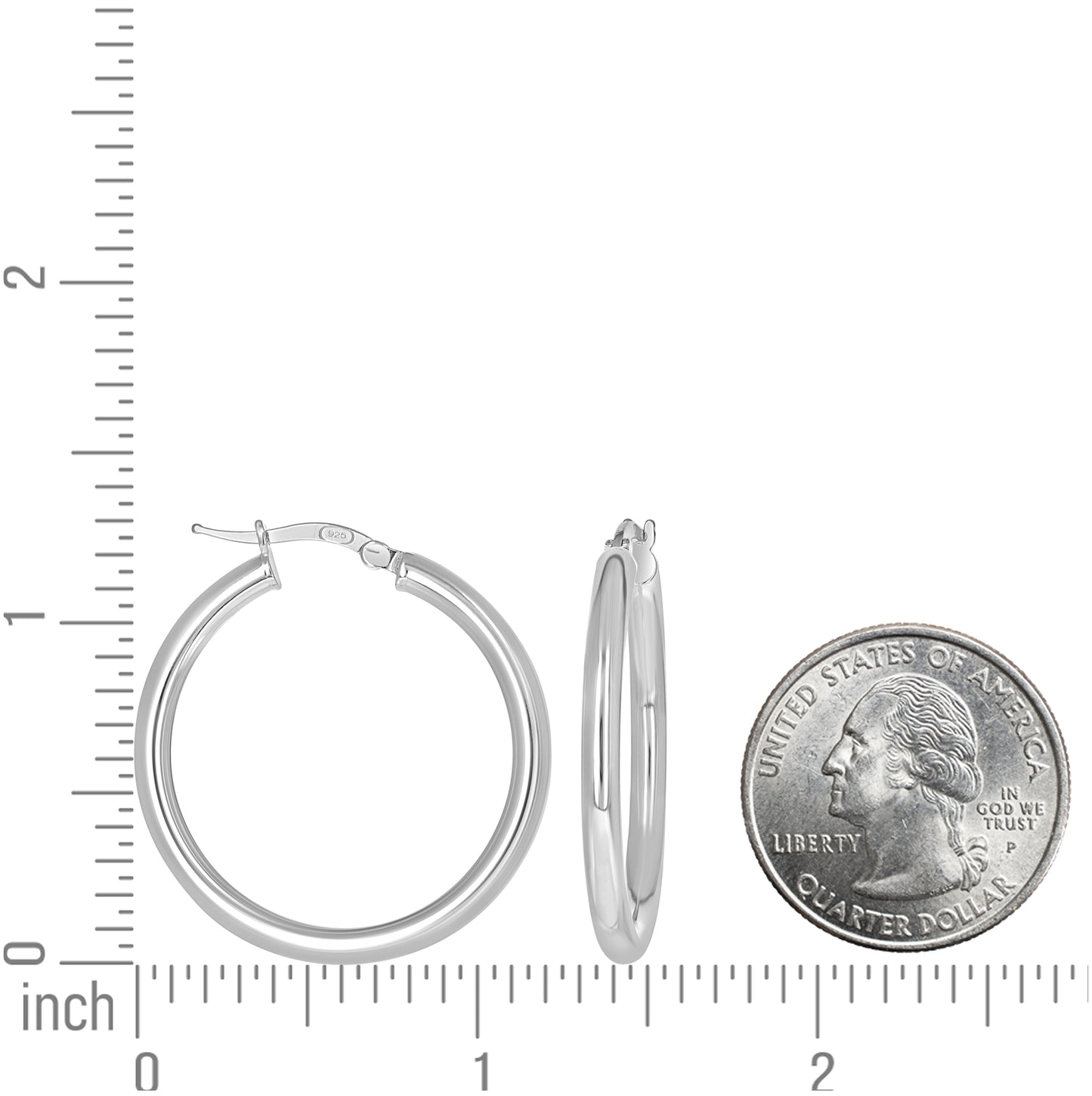 Sterling Silver Womens Round Tube Hoop Earrings