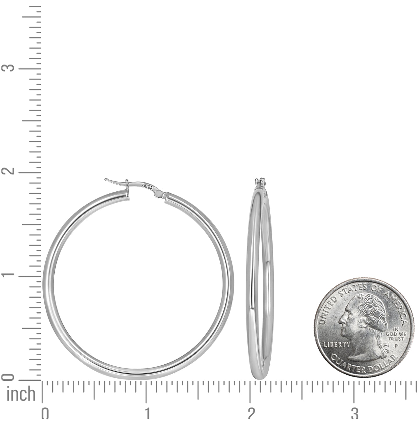 Sterling Silver Womens Round Tube Hoop Earrings