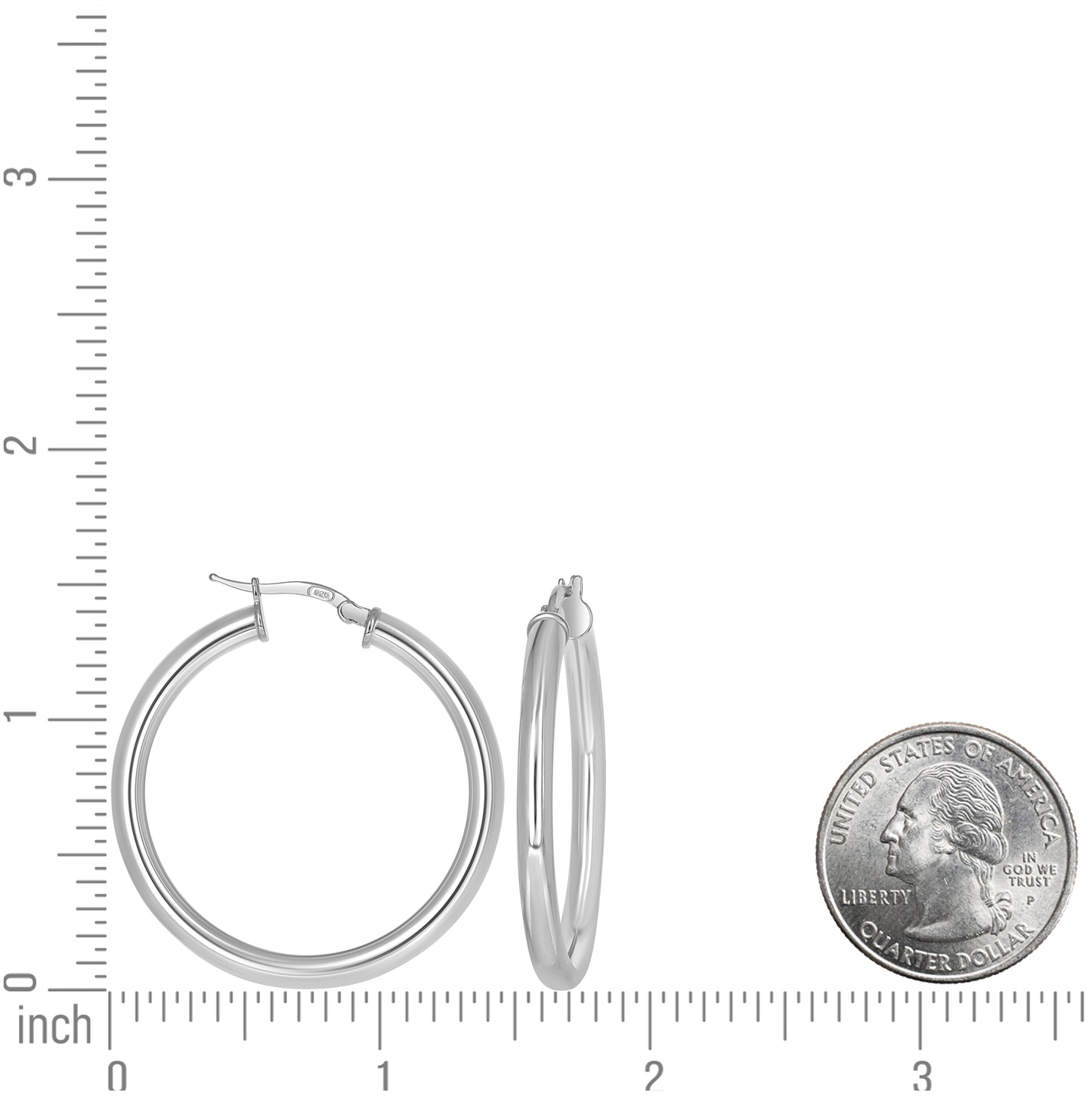 Sterling Silver Womens Round Tube Hoop Earrings