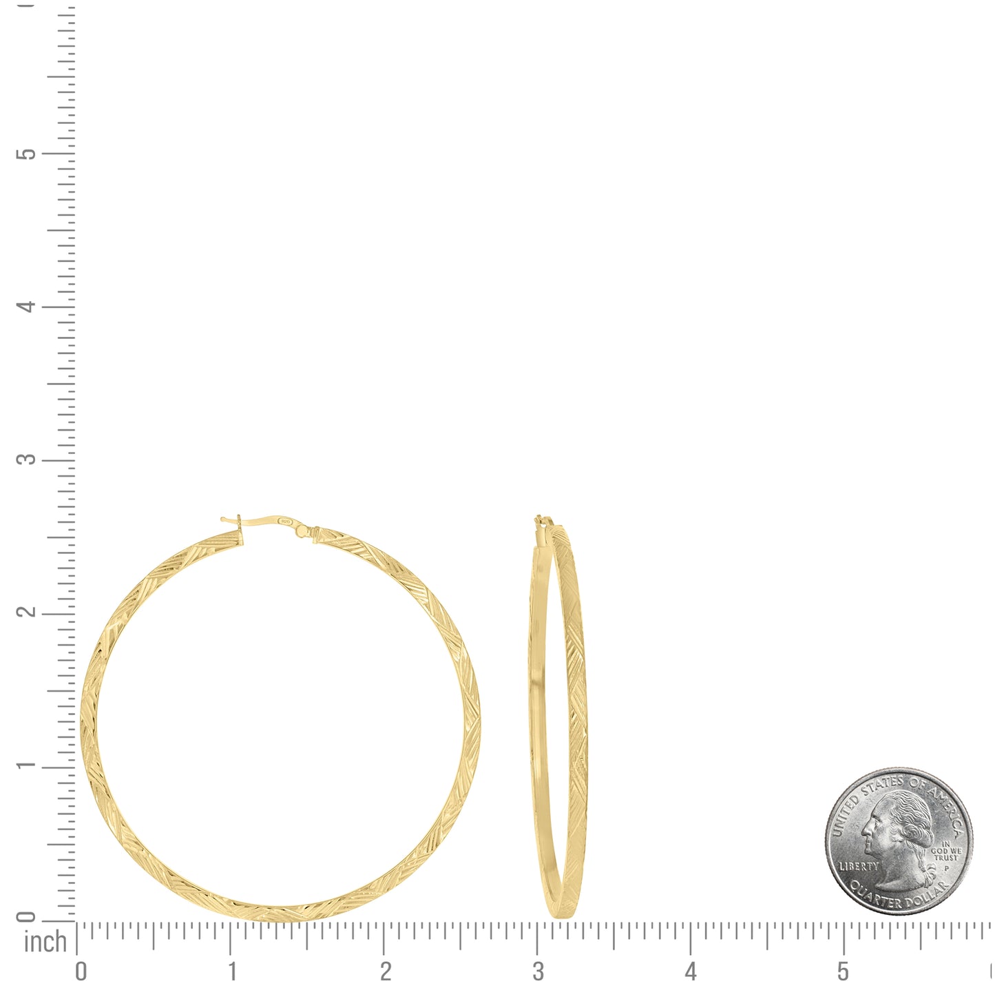 Sterling Silver Or Yellow-Tone Womens Diamond-Cut Patterned Square Tube Hoop Earrings