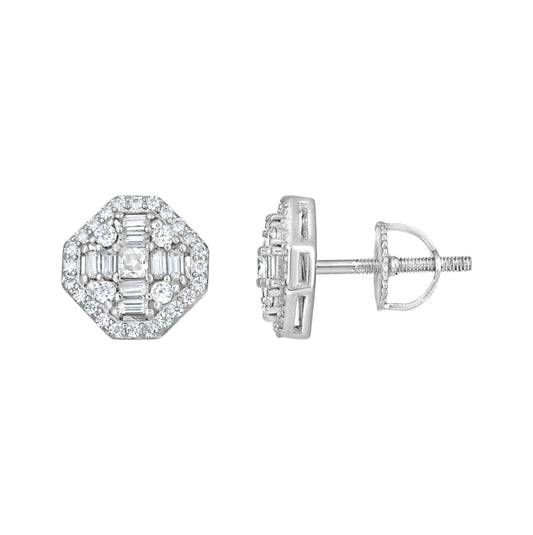 Sterling Silver Womens Moissanite Fashion Stud Earrings