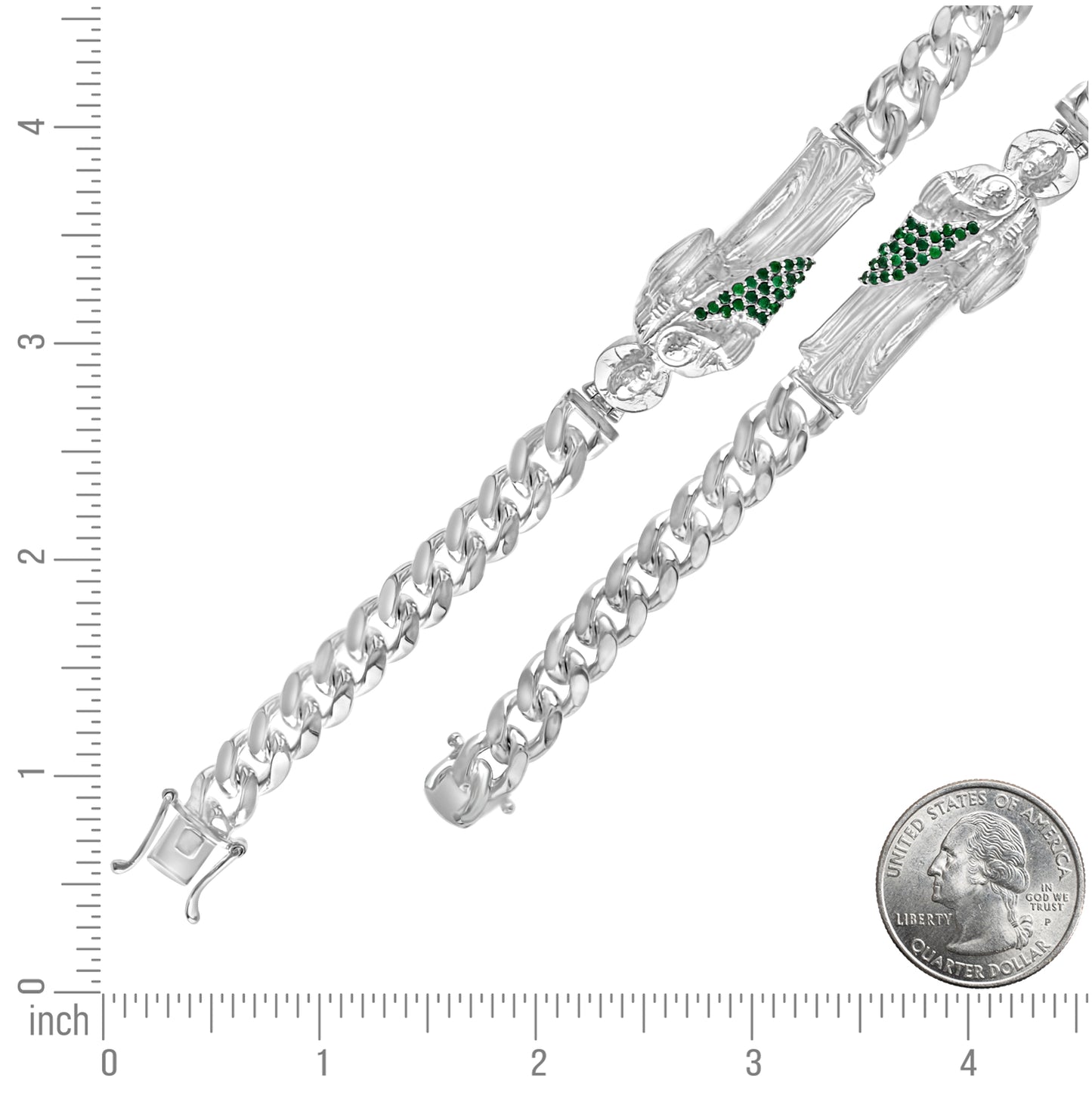 Sterling Silver Unisex Cubic-Zirconia St. Jude Religious Charm Bracelet