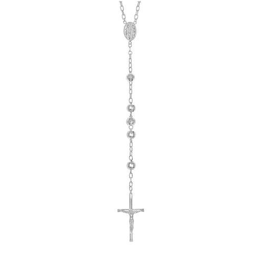 Sterling Silver Or Yellow-Tone Or Rhodium Plated Unisex Guadalupe Crucifix Cross Religious Rosary Necklace