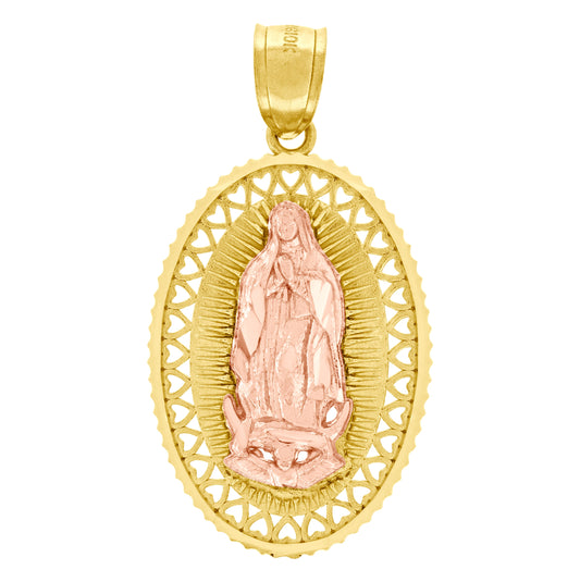 10K Two-Tone Gold Unisex Lady Of Guadalupe Religious Charm Pendant