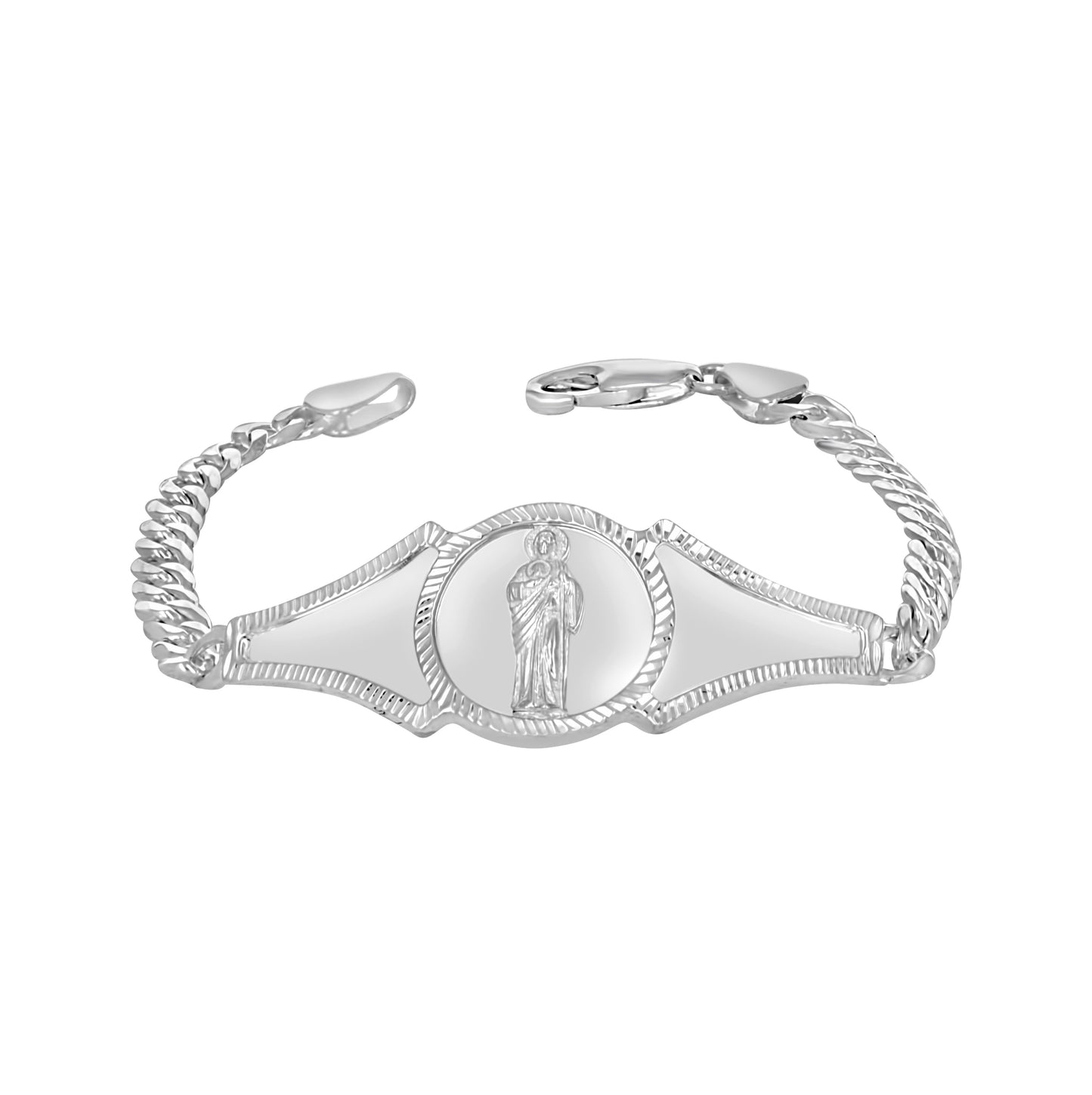 Sterling Silver Unisex St. Jude Religious Charm Bracelet Size 7 Inches