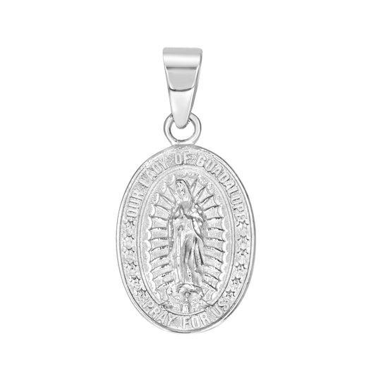Sterling Silver Unisex Our Lady Of Guadalupe Pray For Us Religious Pendant