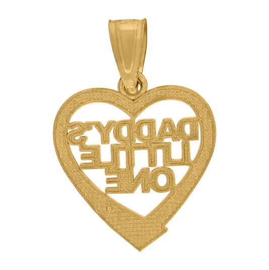 10K Gold Yellow Diamond-Cut Unisex Daddy's Little One Heart Charm Pendant