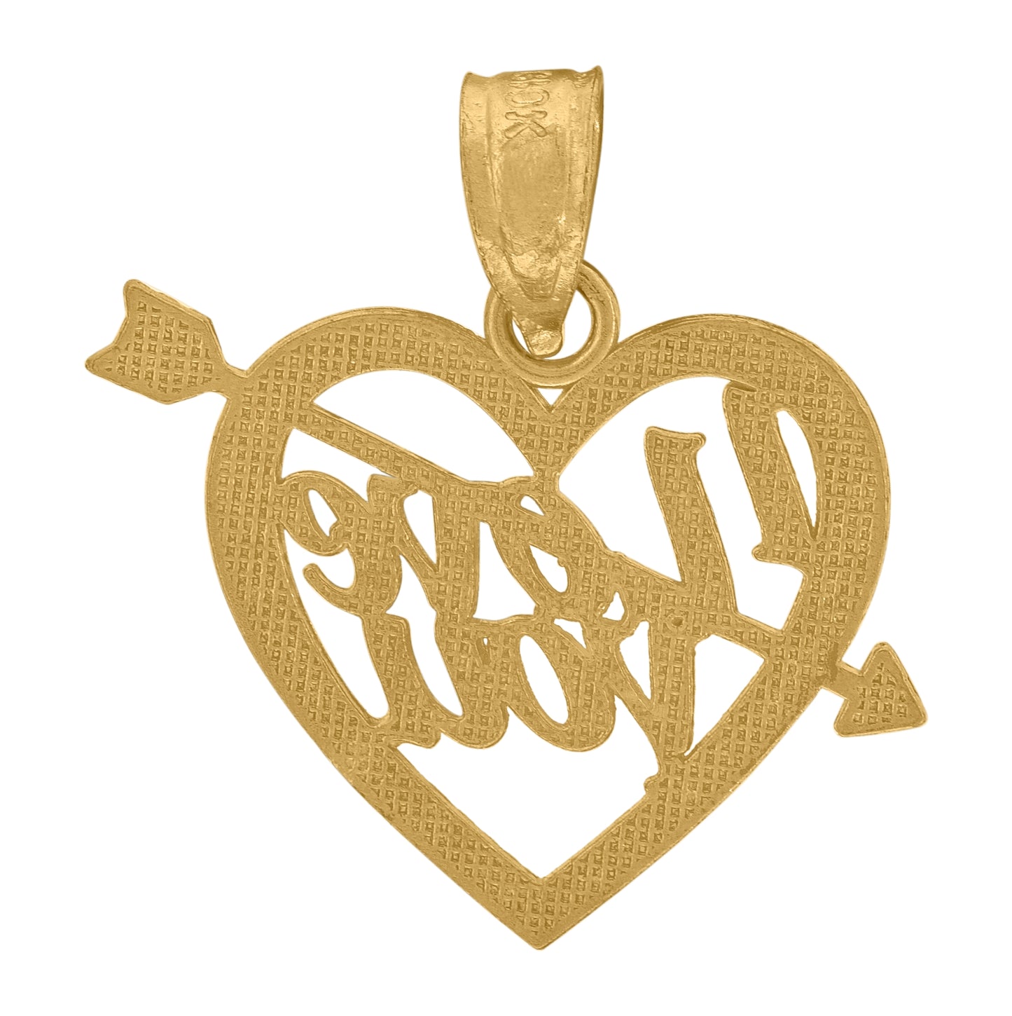 10K Gold Two-Tone Unisex I Love You Heart Charm Pendant