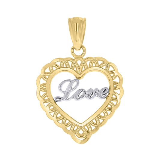 10K Gold Yellow Unisex Love Heart Charm Pendant