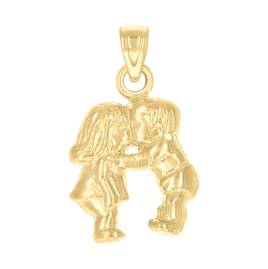 10K Yellow Gold Womens Baby Girl Boy Kissing Charm Pendant