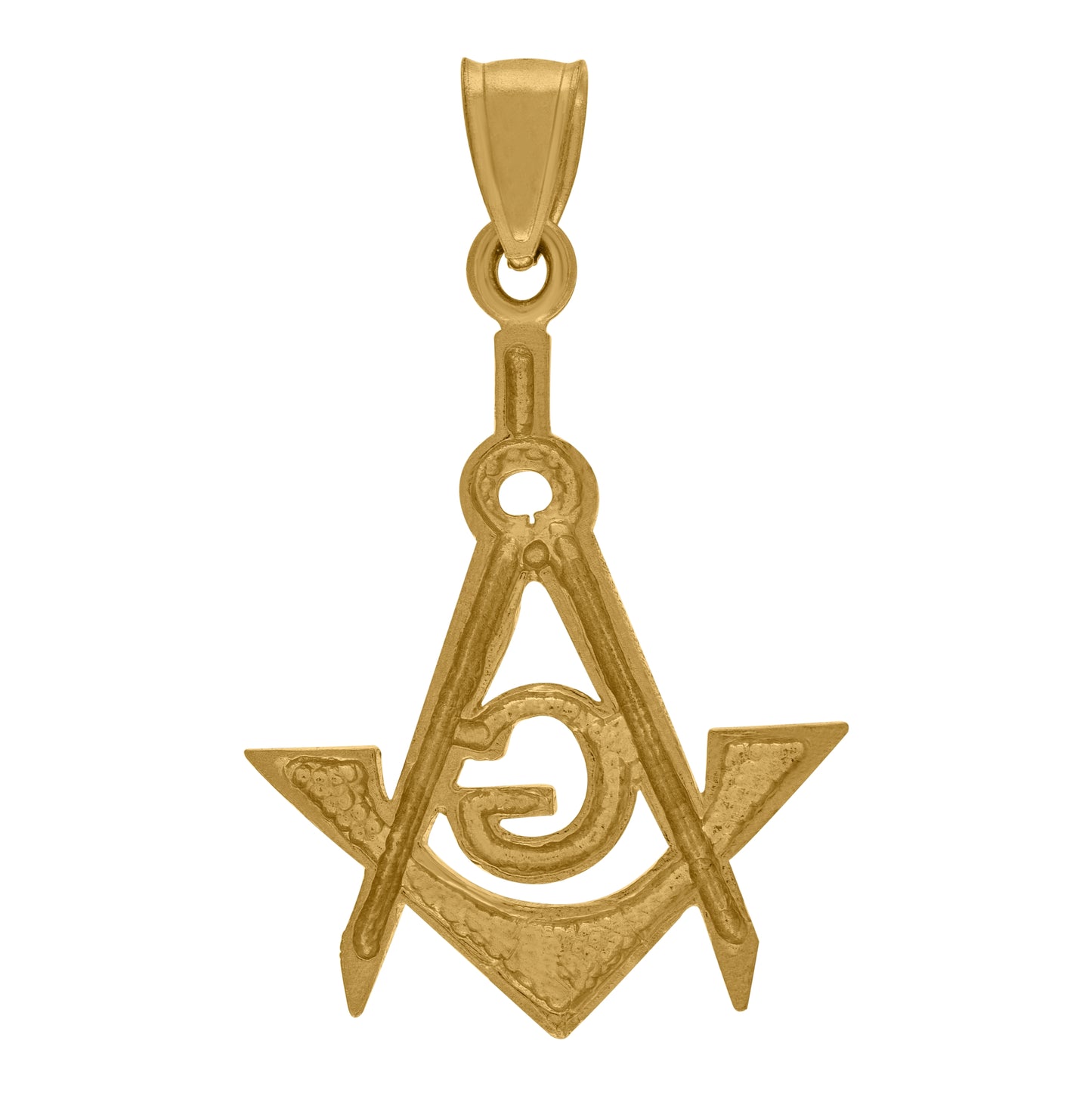 10K Yellow Gold Unisex Freemasonry Masonic Charm Pendant