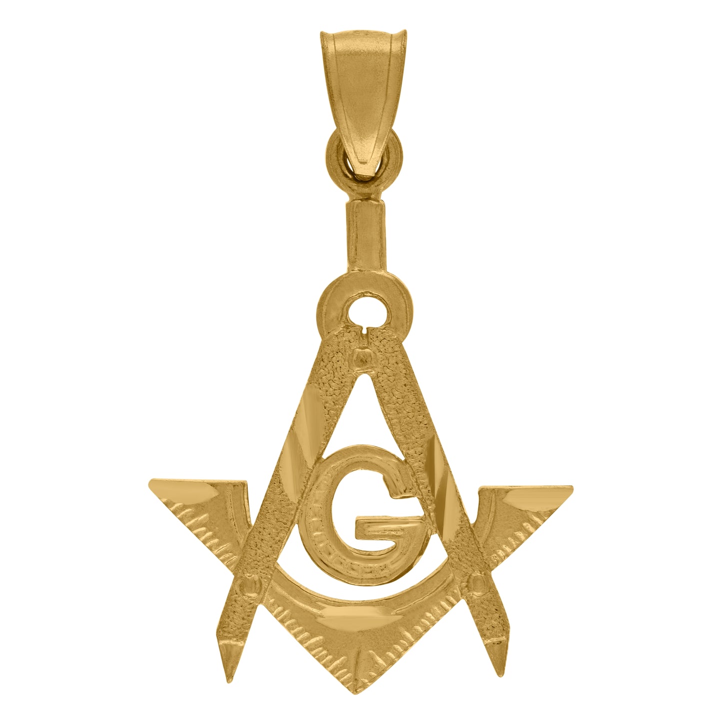 10K Yellow Gold Unisex Freemasonry Masonic Charm Pendant