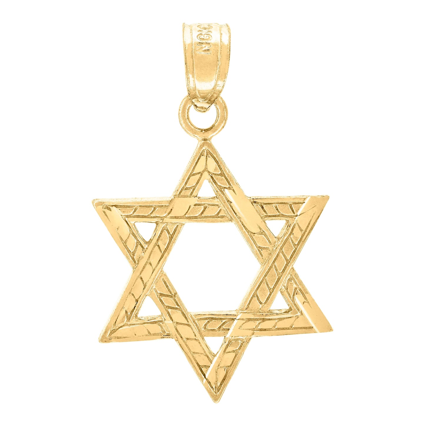 10K Yellow Gold Diamond-Cut Unisex Star Of David Religious Charm Pendant