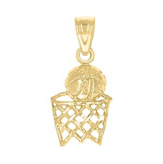 10K Yellow Gold Unisex Child Basket Ball Sports Charm Pendant