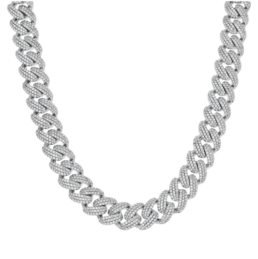Sterling Silver Unisex Moissanite Cuban Chain Bracelet