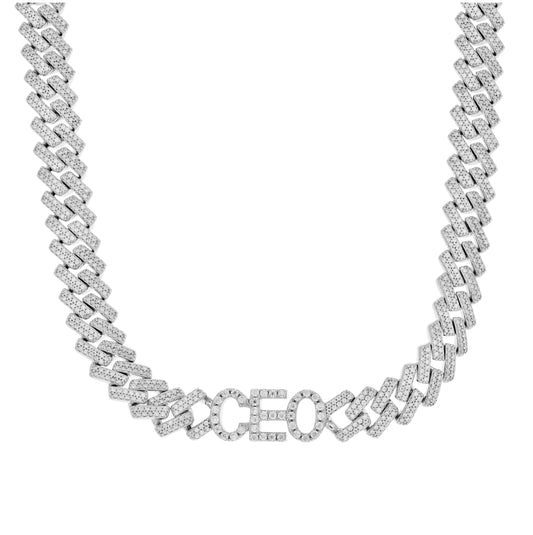 Sterling Silver Mens Moissanite CEO Cuban Chain Bracelet 10mm