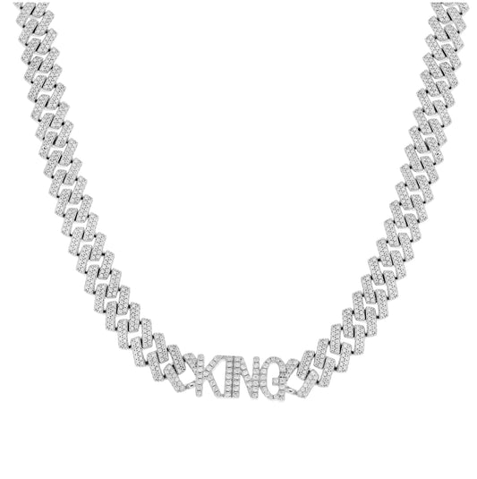Sterling Silver Mens Moissanite KING Cuban Chain Bracelet 10mm