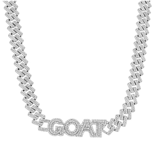 Sterling Silver Mens Moissanite GOAT Cuban Chain Bracelet