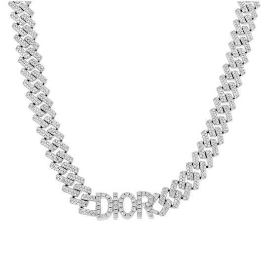 Sterling Silver Mens Moissanite DIOR Cuban Chain Bracelet 10mm