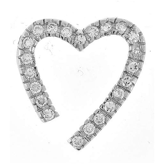 Sterling Silver Womens Cubic Zirconia Heart Charm Pendant