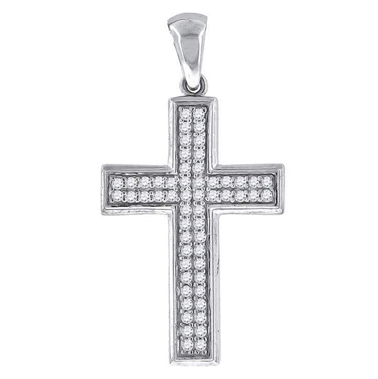 Sterling Silver Unisex Cubic Zirconia Cross Religious Charm Pendant