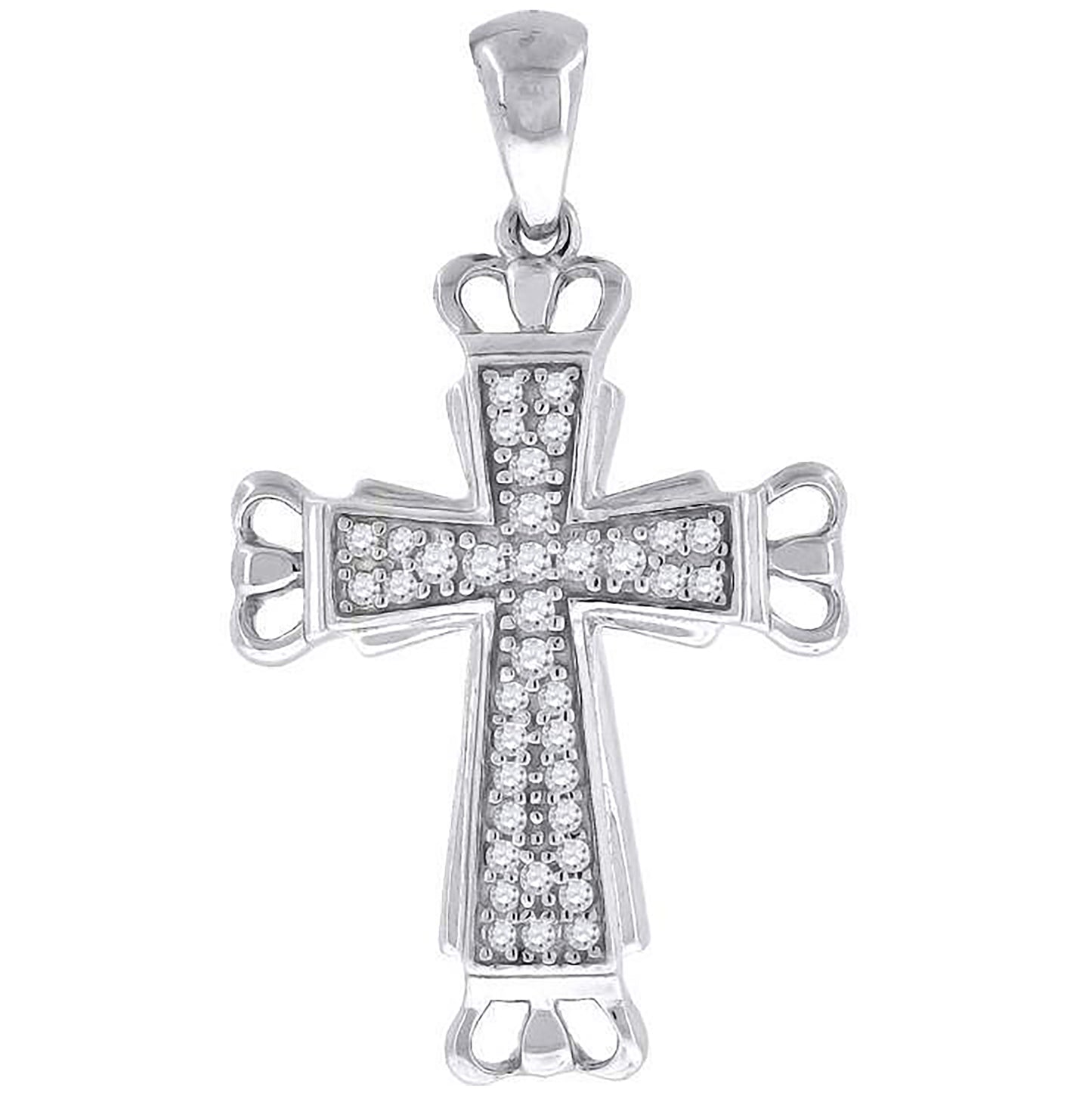 Sterling Silver Unisex Cubic-Zirconia Cross Religious Charm Pendant