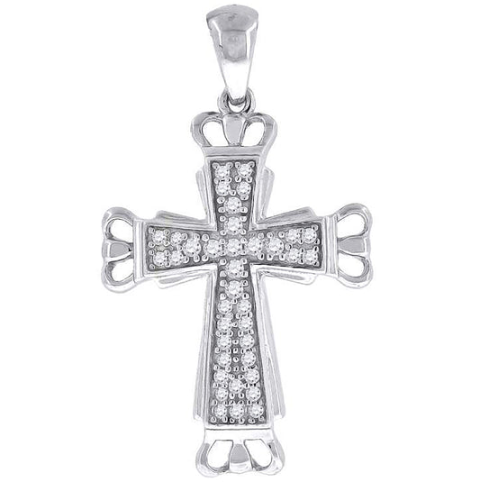Sterling Silver Unisex Cubic-Zirconia Cross Religious Charm Pendant