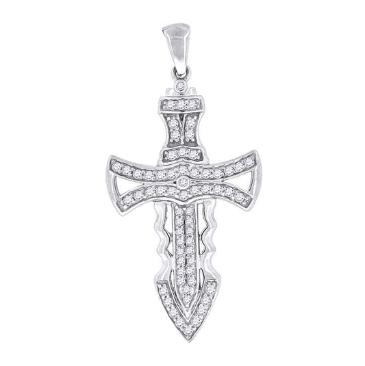 Sterling Silver Unisex Cubic-Zirconia Cross Religious Charm Pendant