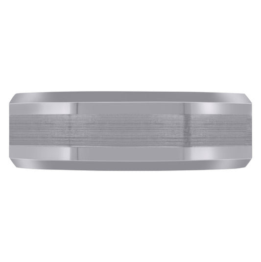 Tungsten Center Brushed Beveled Edges Mens Comfort-fit 8mm Sizes 6.5 - 14 Bridal Anniversary Engagement Wedding Band