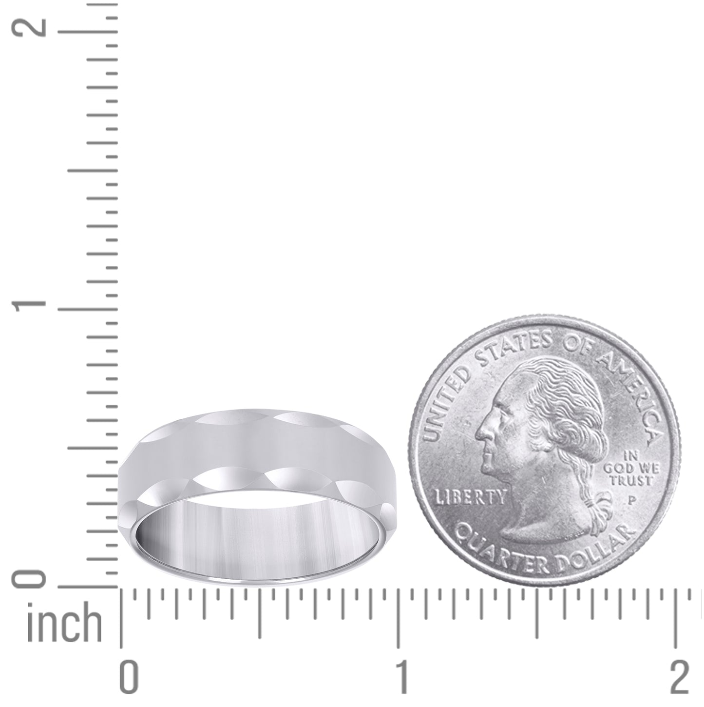Tungsten Plain Mens Comfort-fit 8mm Sizes 7 - 14 Bridal Anniversary Engagement Wedding Band with Faceted Edges