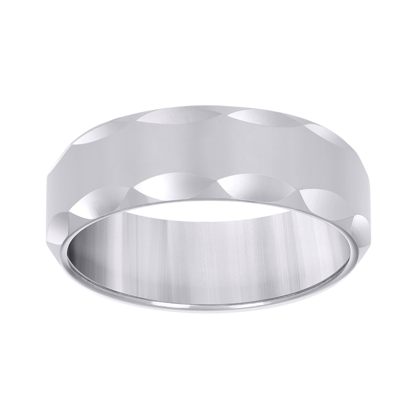 Tungsten Plain Mens Comfort-fit 8mm Sizes 7 - 14 Bridal Anniversary Engagement Wedding Band with Faceted Edges