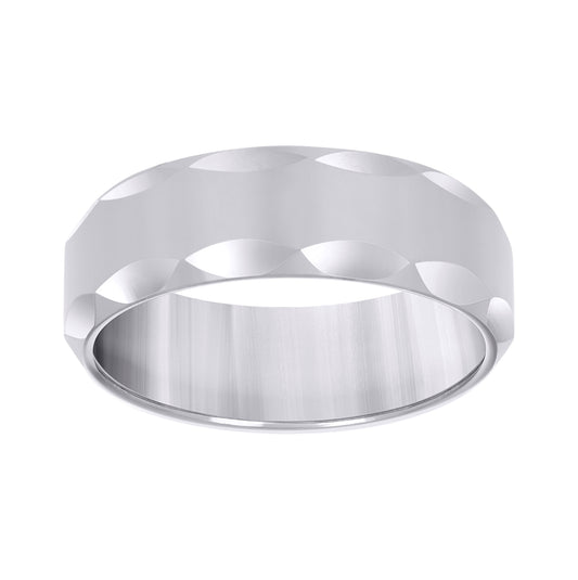 Tungsten Plain Mens Comfort-fit 8mm Sizes 7 - 14 Bridal Anniversary Engagement Wedding Band with Faceted Edges