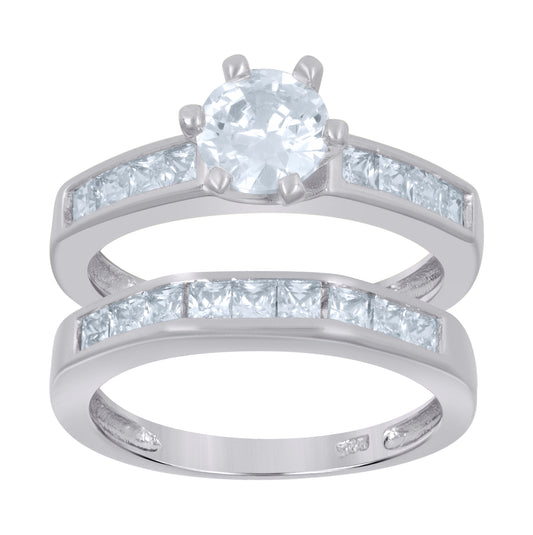 Sterling Silver Womens Round Cubic Zirconia Sizes 6 To 9 Solitaire Bridal Anniversary Engagement Wedding Ring Set